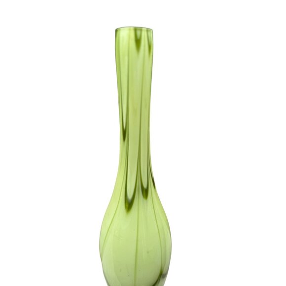Green Swirl Glass Vase 16" Tall Flower Flowers Art Decoration - Picture 1 of 7